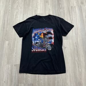 Vintage Sturgis Biker Shirt Men's Medium M Black Hills Rally Motorcycles USA y2k